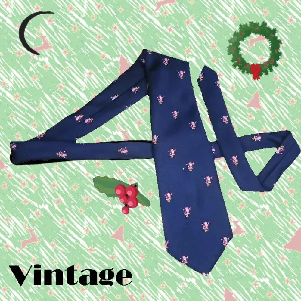 Santa Claus Tie Vintage Christmas Necktie Unused Festive Holiday Accessory